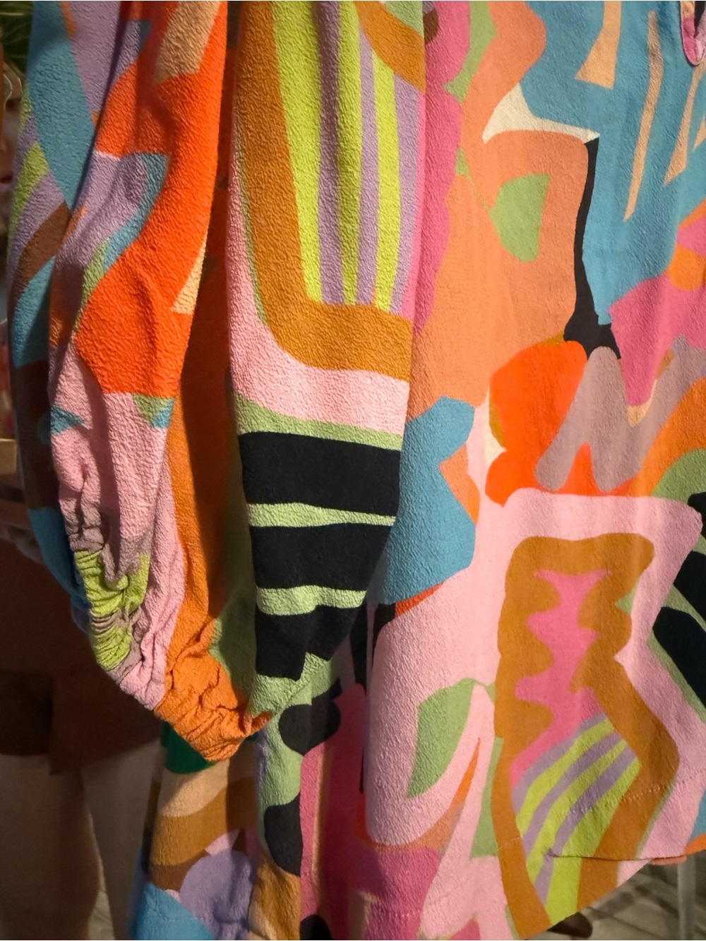 Colorful Abstract Pattern Puff Sleeve Top - Multicolor - Picture 4 of 6